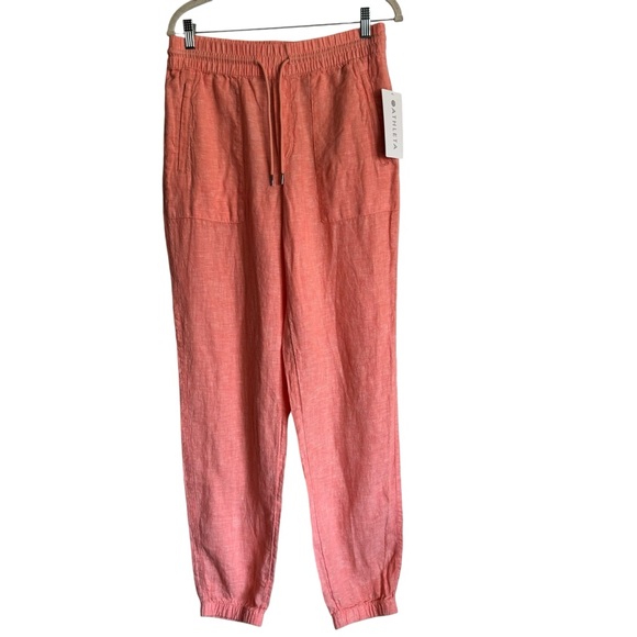 Athleta Retreat Linen Jogger Pant in Sunset Glow Peach 531704 Size 8T Tall NEW - Picture 2 of 11